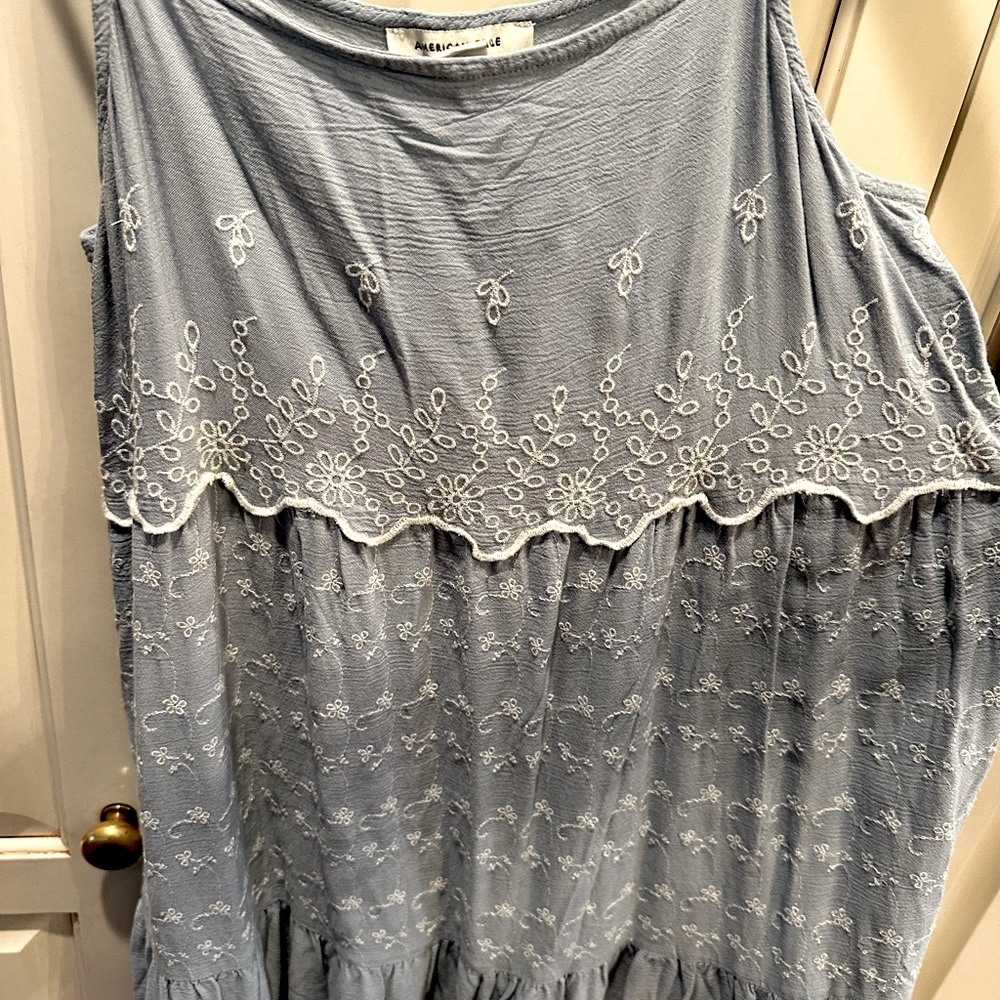 Charming American Eagle Embroidered Dress - Light Blue - Picture 2 of 6